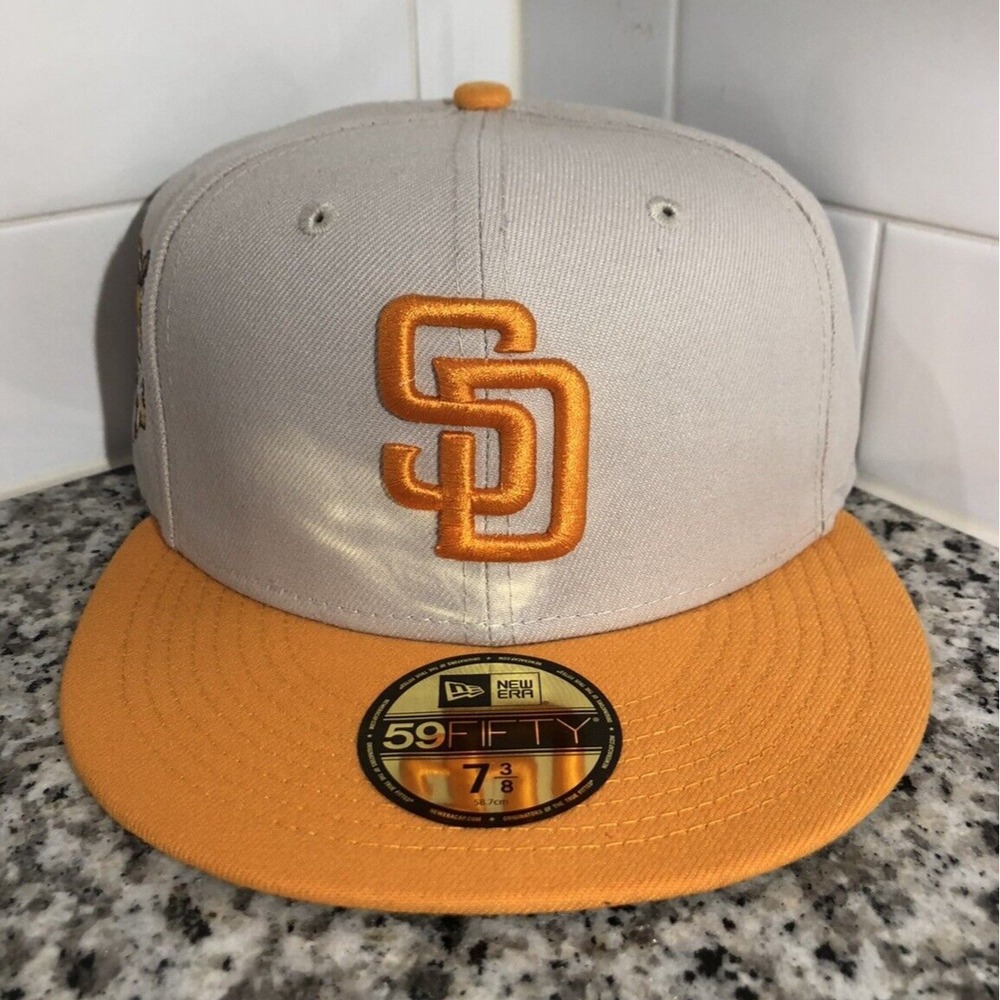 New Era San Diego Padres 40th Anniversary Mango Two Tone 59FIFTY Hat Size 7 3/8